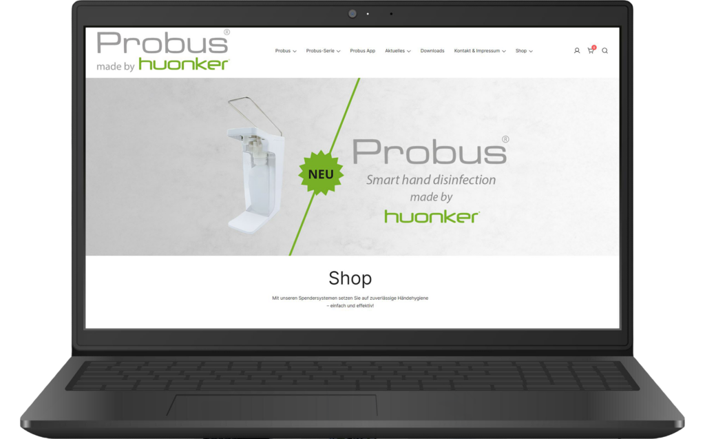 Laptop zeigt Probus Webshop